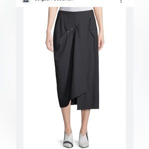 TIBI Washed Viscose Draped Midi Skirt with Snap Details Size 6